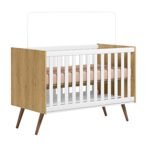 3820 - Berço Mini Cama - Freijó TOQ / Branco Acetinado