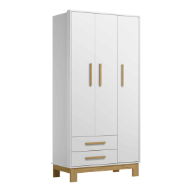 4340 - Guarda Roupa 3 Portas e 2 Gavetas - Branco Acetinado